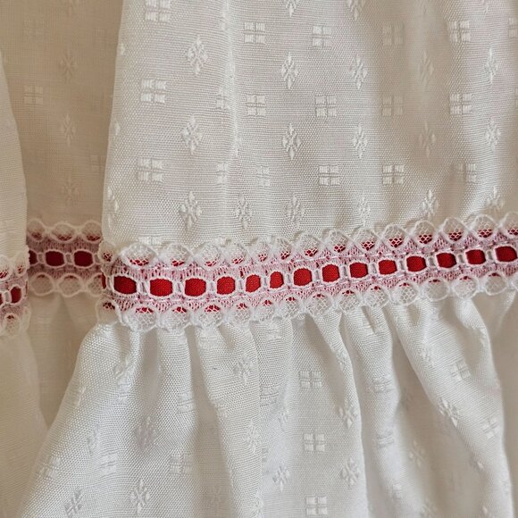 Vintage Fayette Smocked White Red Rose Baby Dress Size 24 Months Holiday - Picture 3 of 10